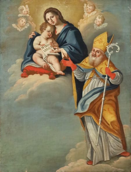 Scuola Verona — Madonna con Bambino e vescovo